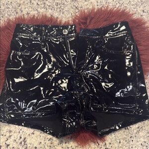 SHEIN Black High Waist Shorts with Distressed Details